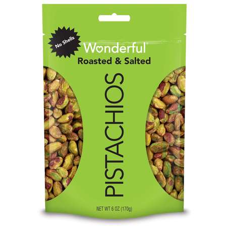 WONDERFUL PISTACHIOS Pistachio Shelled Roasted & Salted 6 oz., PK10 070146A2TZ